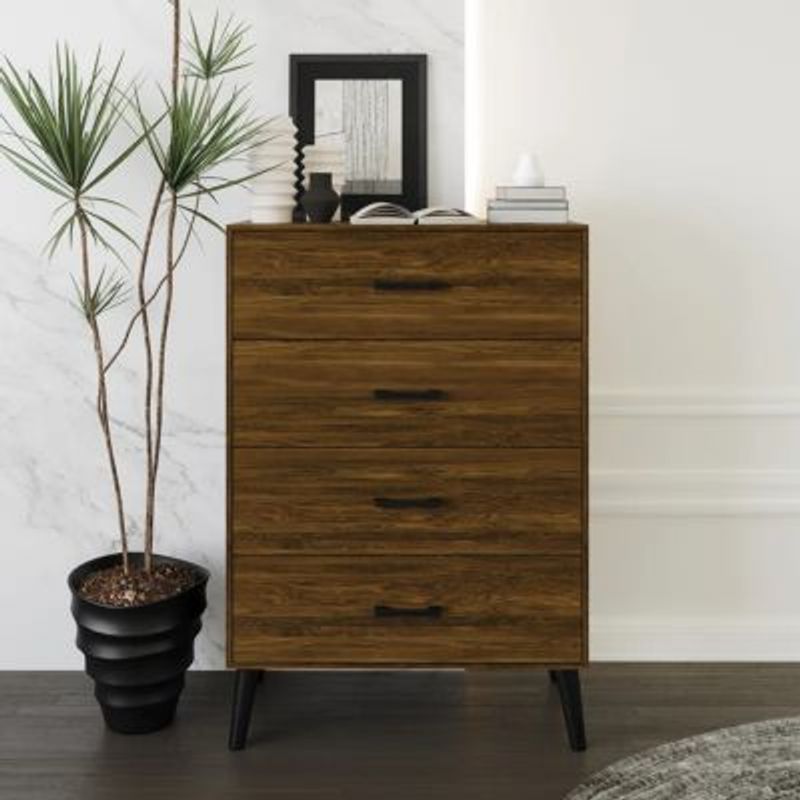 GENERICO - Cómoda Moderna Sahud 4 Cajones Marrón R&R MUEBLES