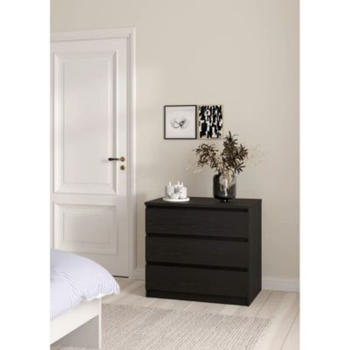 GENERICO - Cómoda Moderna 3 Cajones Sandoval Negro Roble R&R MUEBLES