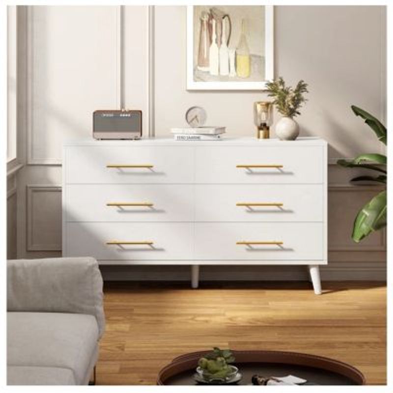 GENERICO - Cómoda Moderna Alvina 6 Cajones Blanco R&R MUEBLES