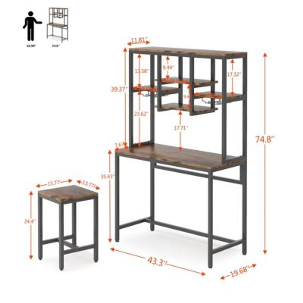 GENERICO - Mueble de Bar Moderno Corina MarrónNegro R&R MUEBLES