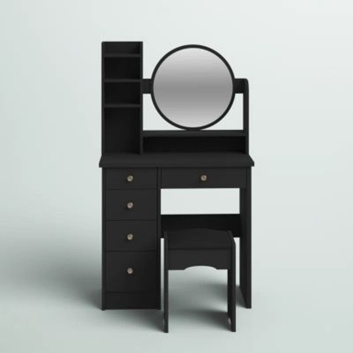 GENERICO - Tocador con Banqueta Moderno Málaga Negro R&R MUEBLES