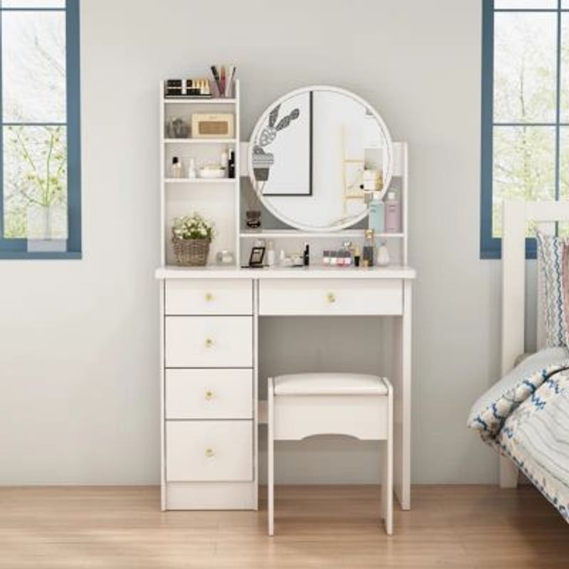 GENERICO - Tocador con Banqueta Moderno Málaga Blanco R&R MUEBLES