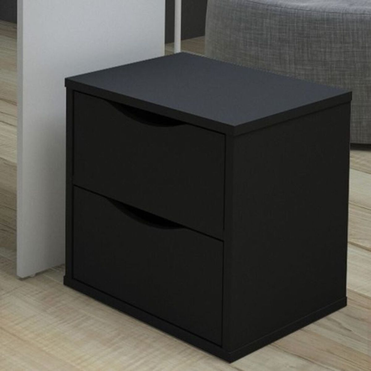 GENERICO - Mesa De Noche Pachacamac 2 Cajones Color Negro R&R Muebles