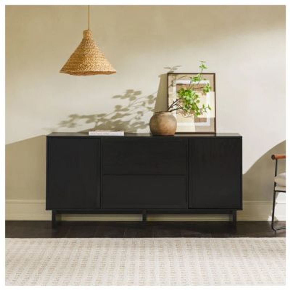 GENERICO - Aparador Moderno Emilia Negro 2 Puertas 2 Cajones R&R MUEBLES