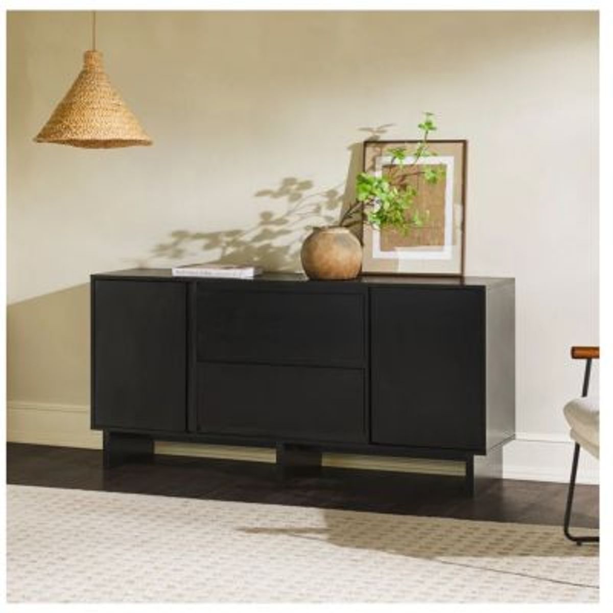 GENERICO - Aparador Moderno Emilia Negro 2 Puertas 2 Cajones R&R MUEBLES