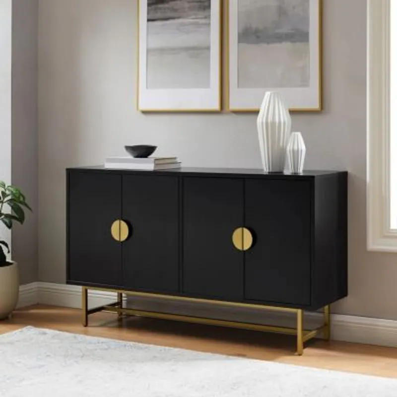 GENERICO - Aparador Moderno Simón Negro 4 Puertas R&R MUEBLES