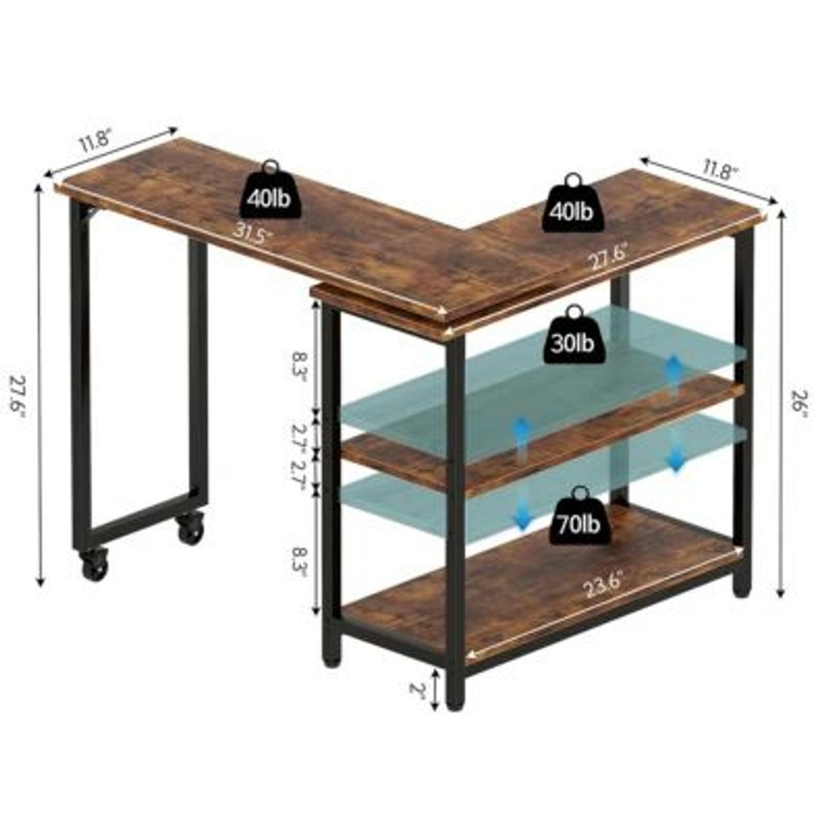 GENERICO - Escritorio Plegable Hitomy MarrónNegro R&R MUEBLES