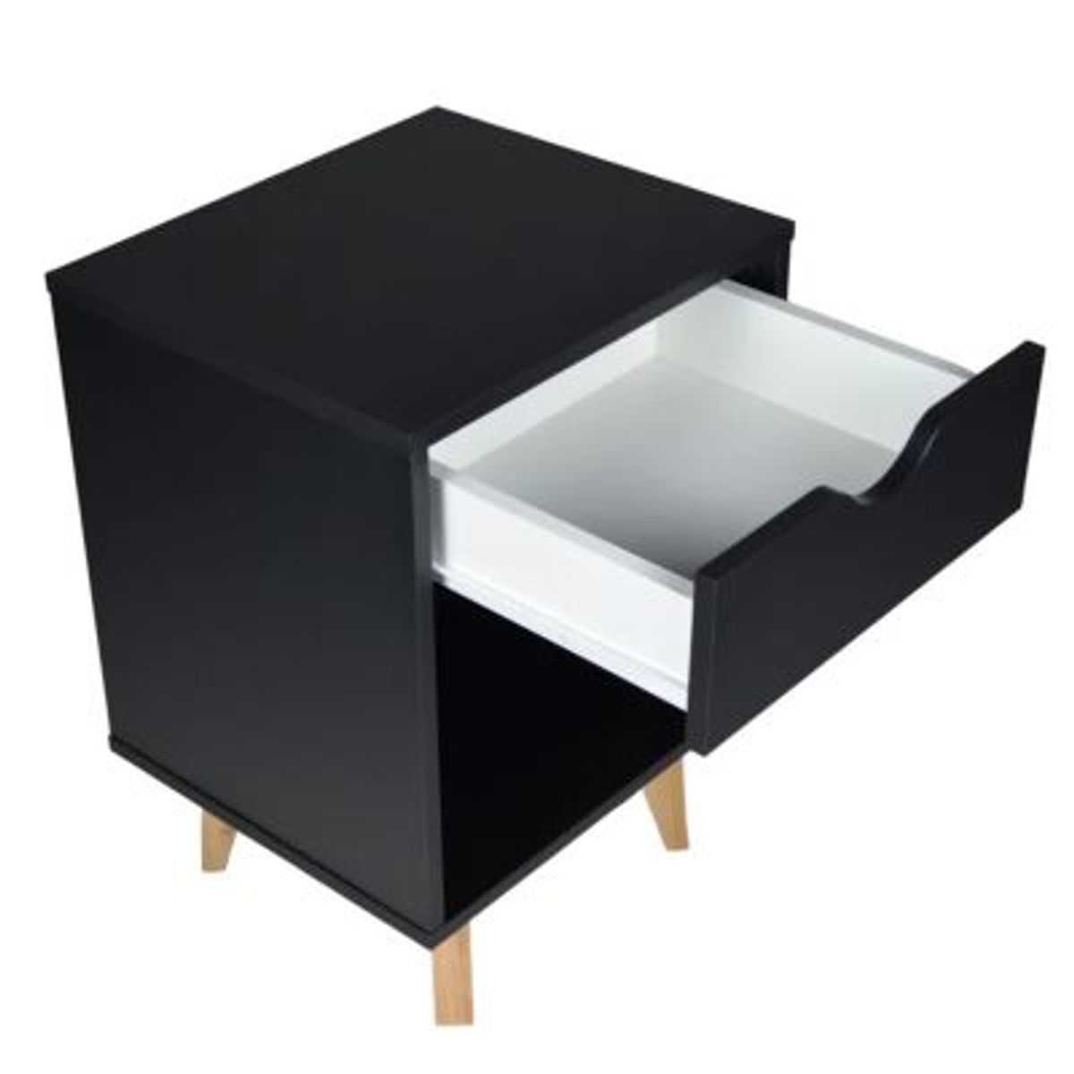 GENERICO - Velador Vintage Girona Negro 1 Cajón R&R MUEBLES