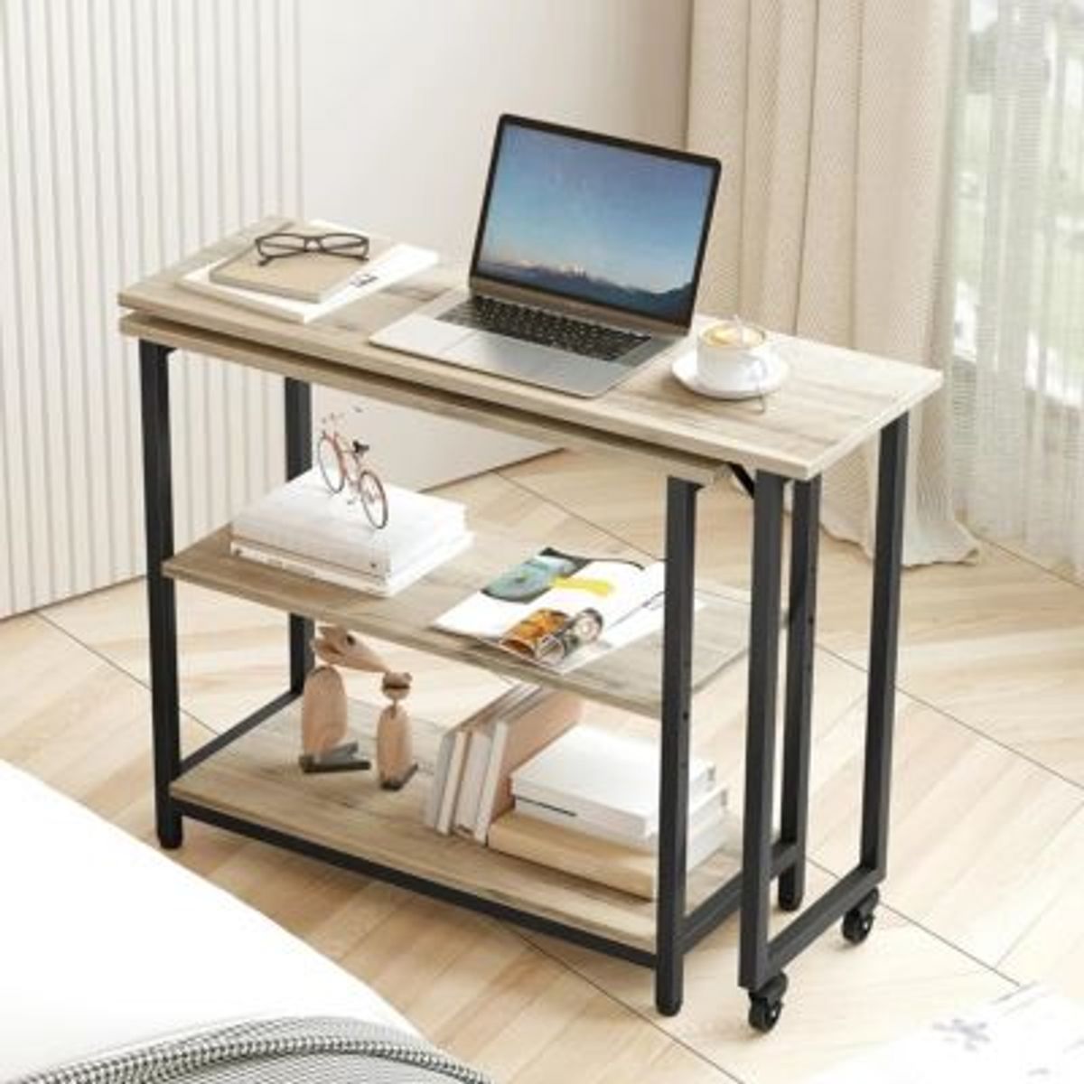 GENERICO - Escritorio Plegable Hitomy Marrón ClaroNegro R&R MUEBLES