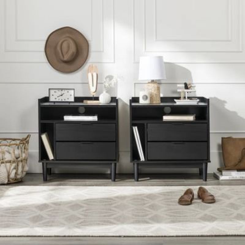 GENERICO - PACK X 2 Veladores Moderno Zamora Negro R&R MUEBLES