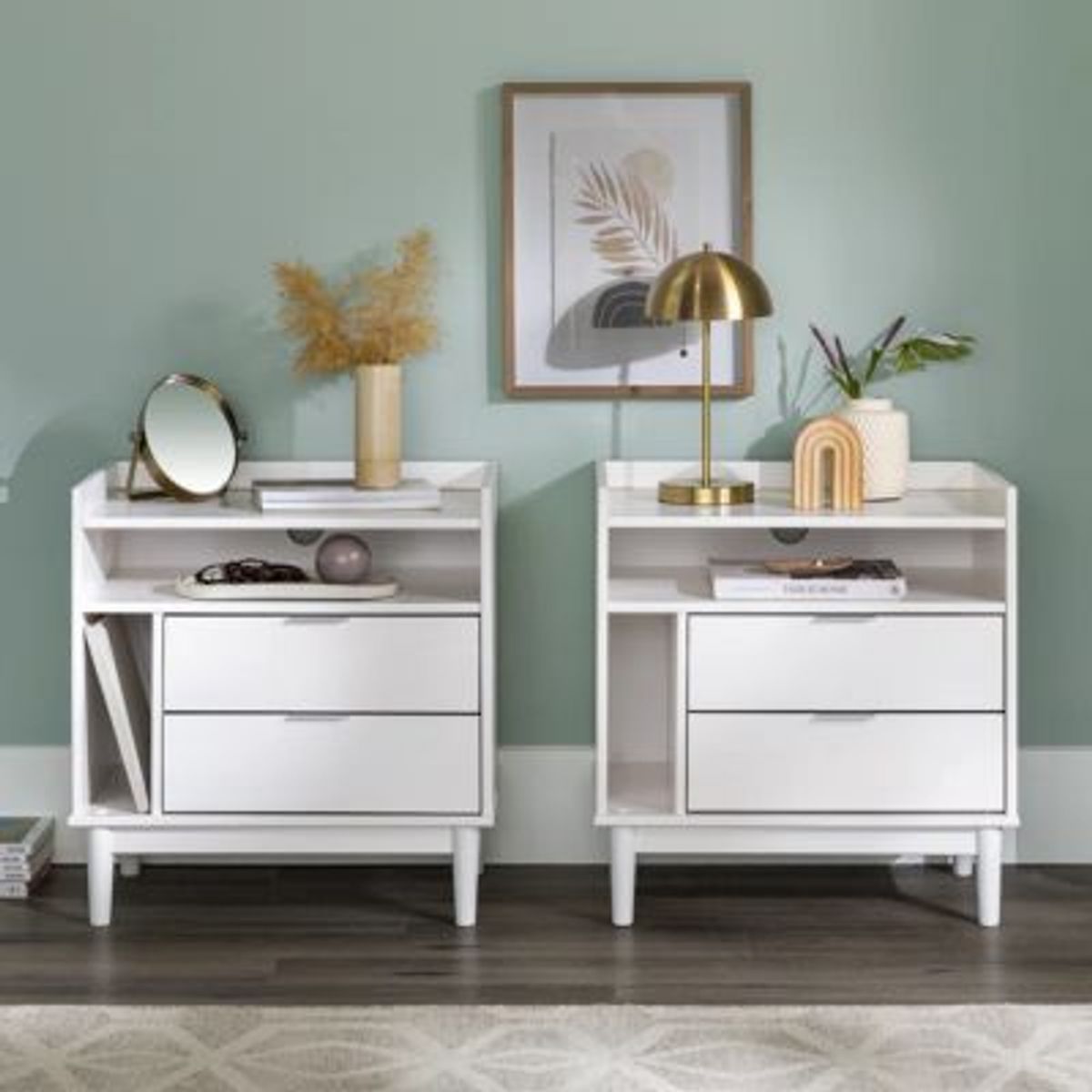 GENERICO - PACK X 2 Veladores Moderno Zamora Blanco R&R MUEBLES