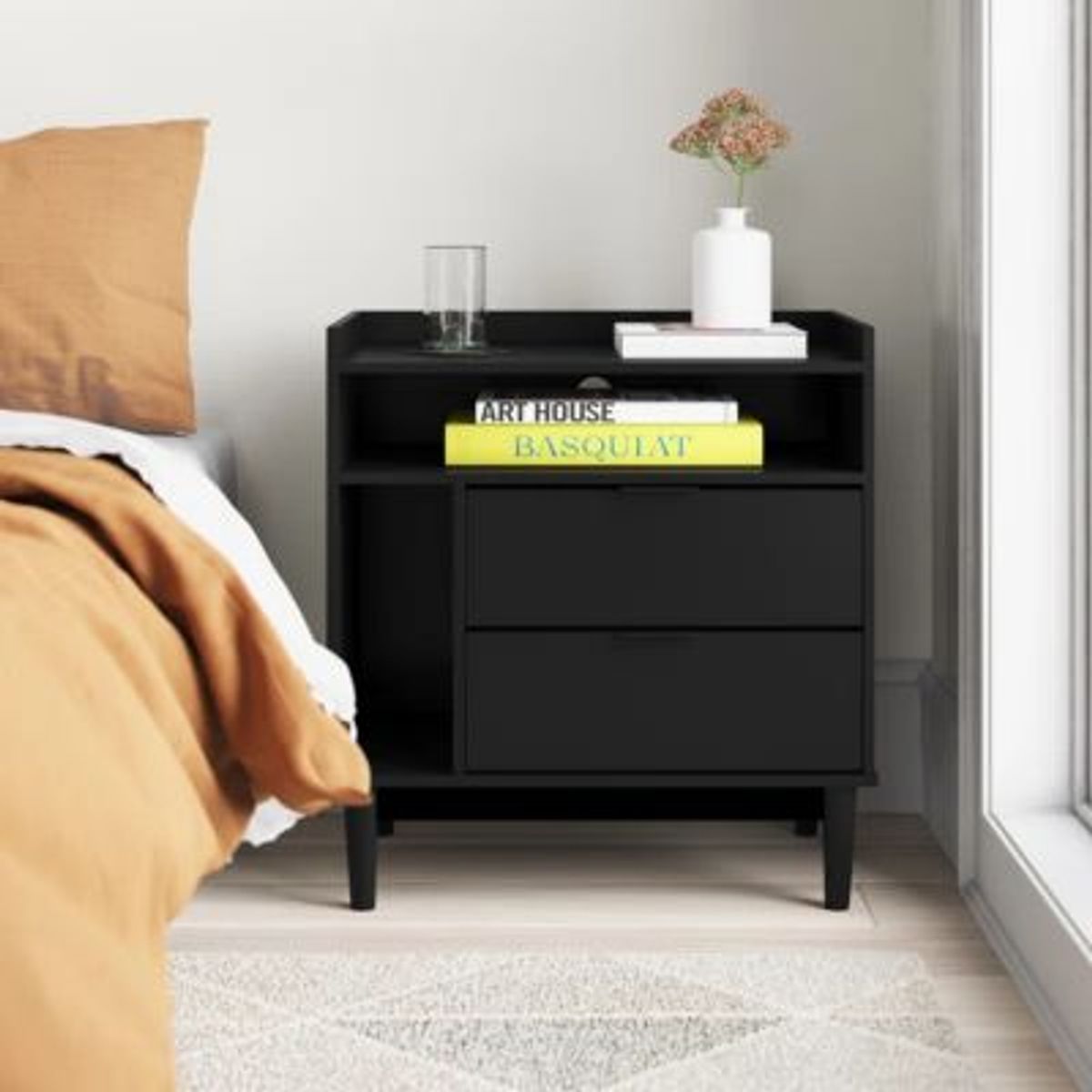 GENERICO - Velador Moderno Zamora Negro R&R MUEBLES