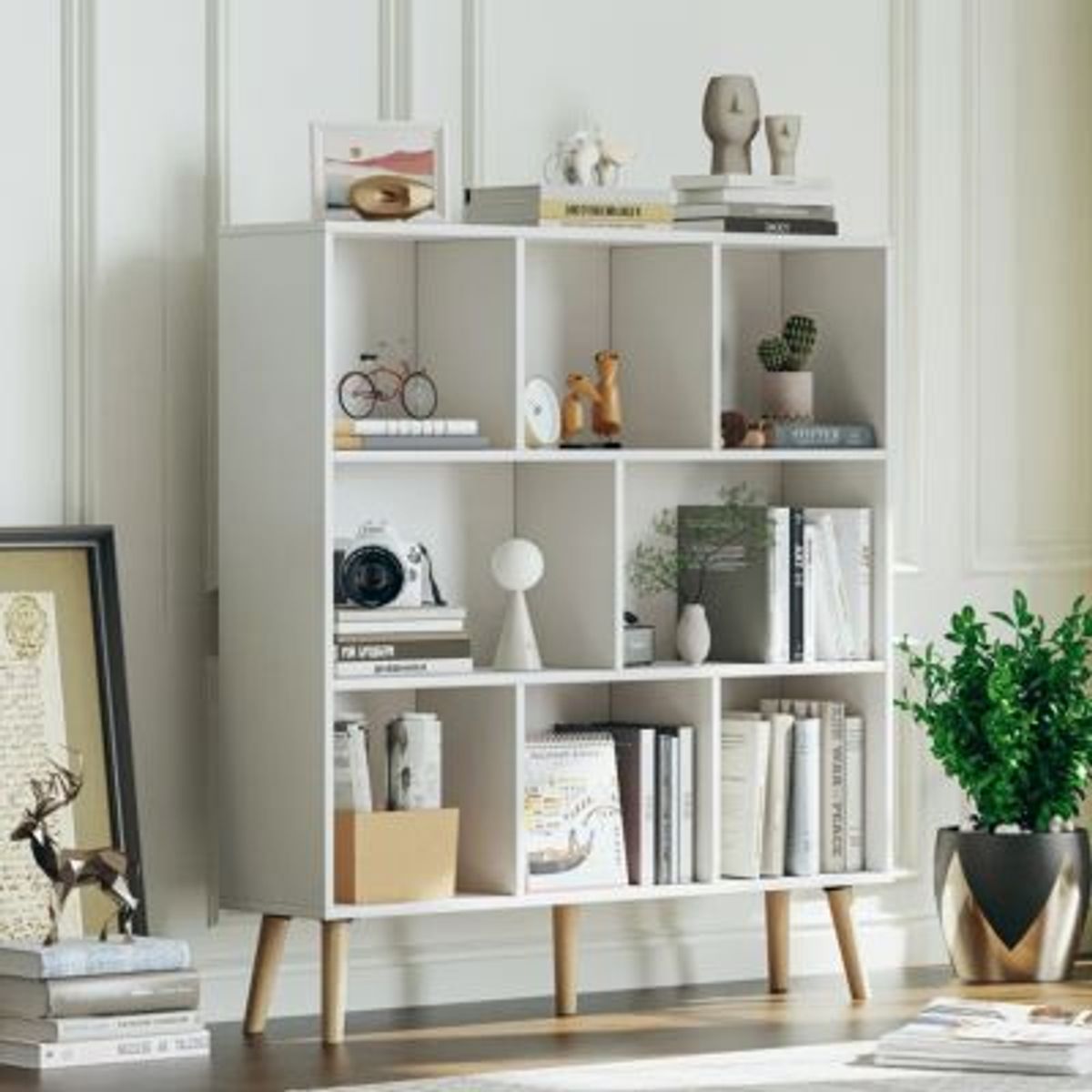 GENERICO - Estante Librero Vintage Velarde Blanco R&R MUEBLES