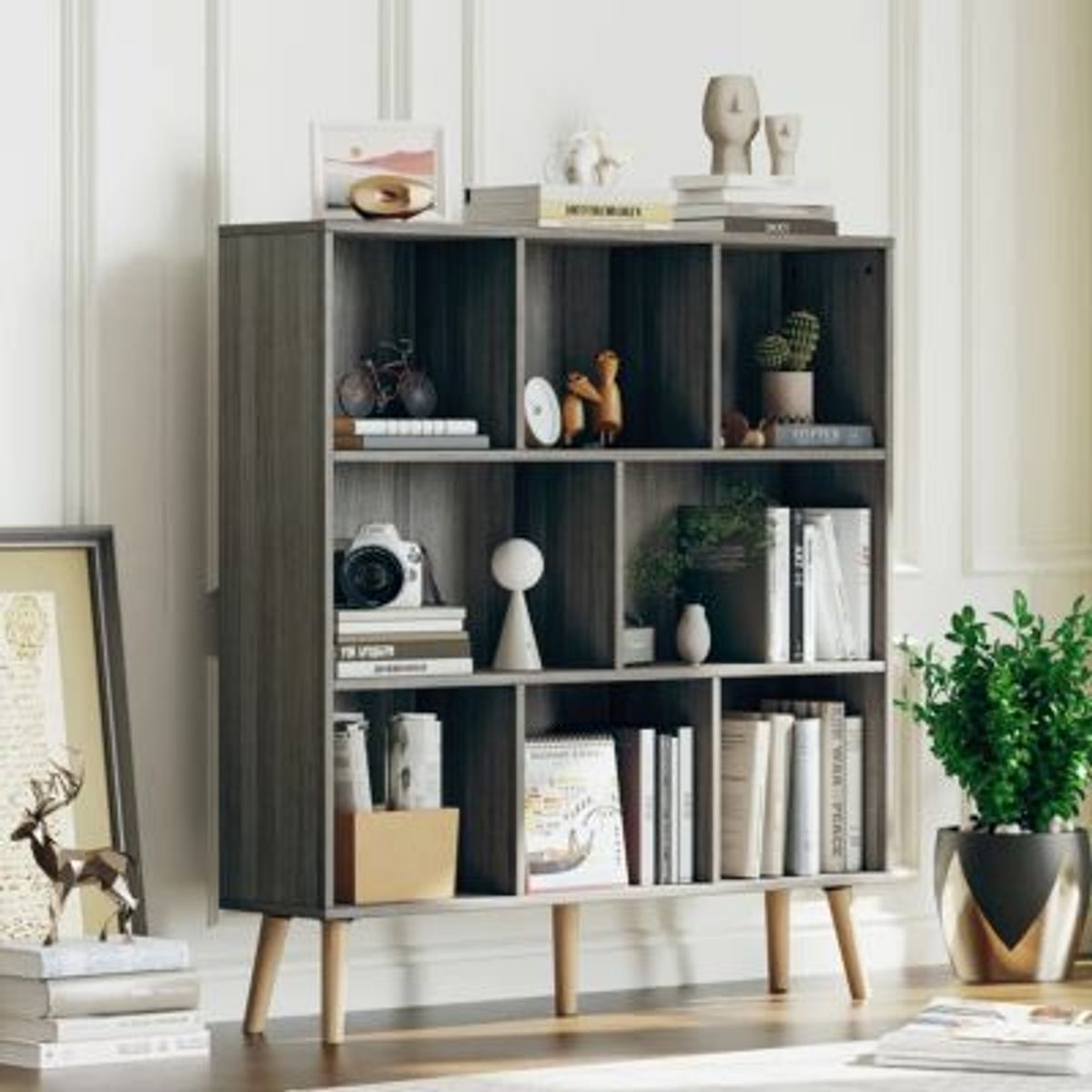 GENERICO - Estante Librero Vintage Velarde Gris R&R MUEBLES