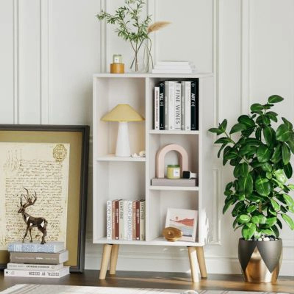 GENERICO - Estante Librero Vintage Velarde Blanco 50 cm R&R MUEBLES