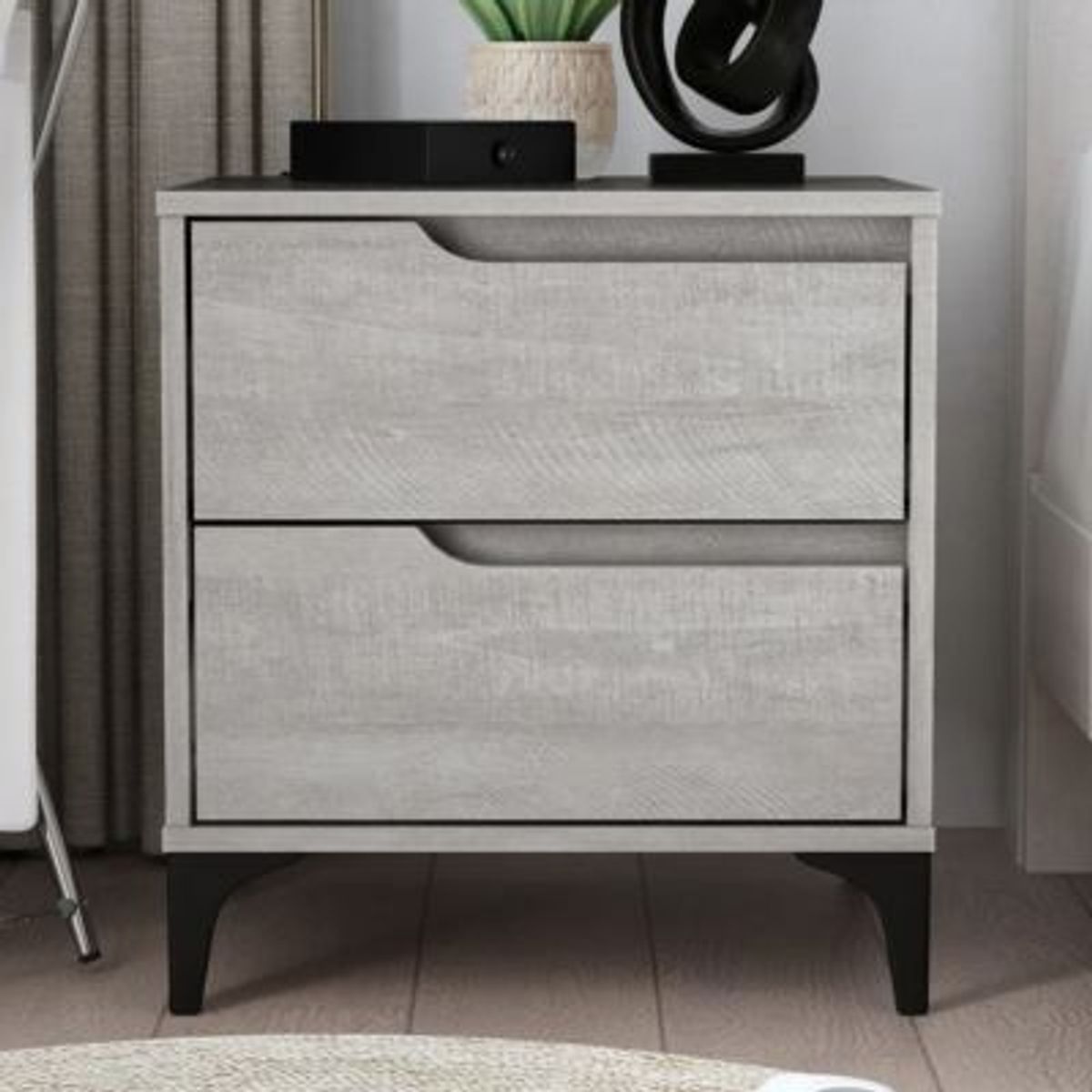 GENERICO - Velador Mesa de Noche Taiyo Gris R&R MUEBLES