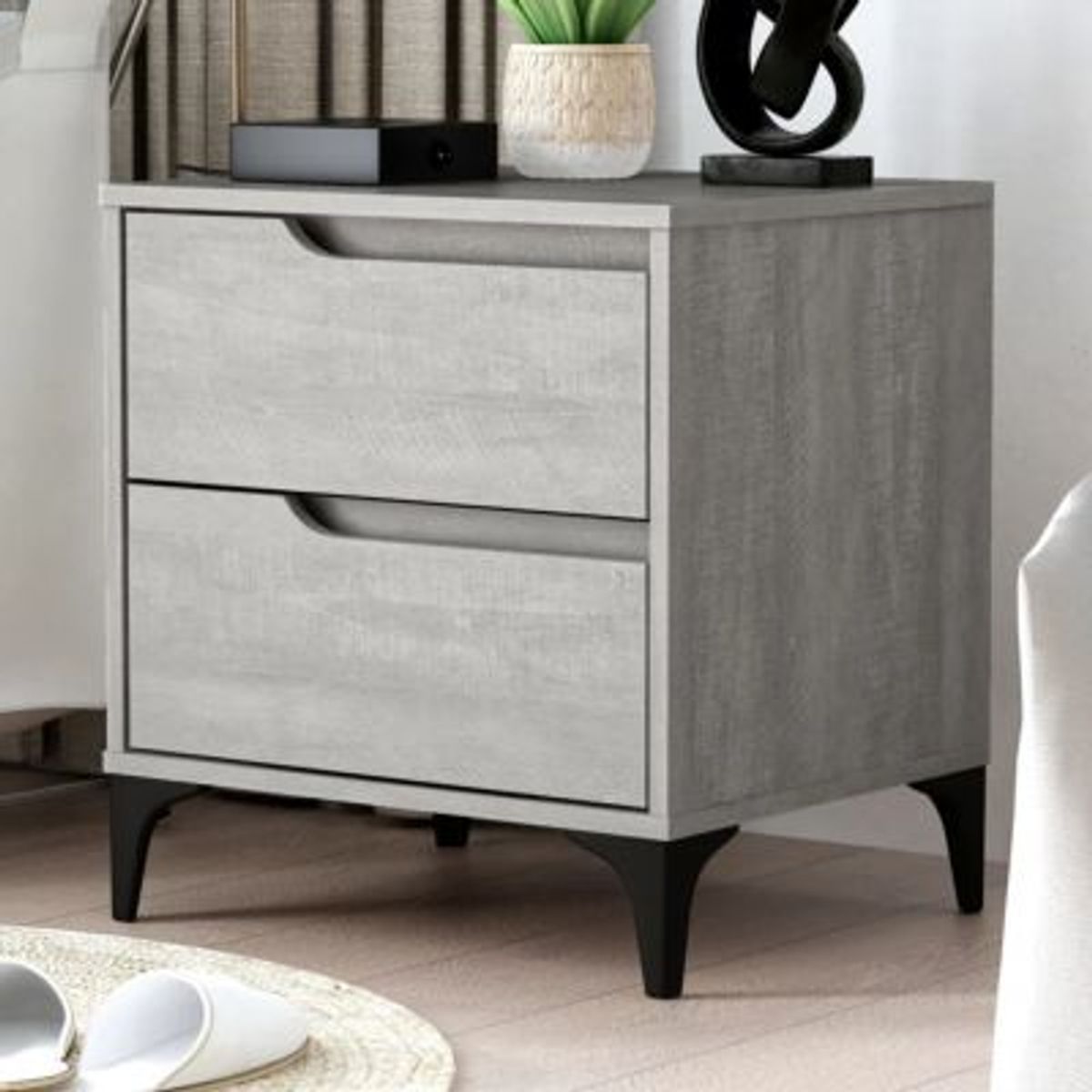 GENERICO - Velador Mesa de Noche Taiyo Gris R&R MUEBLES