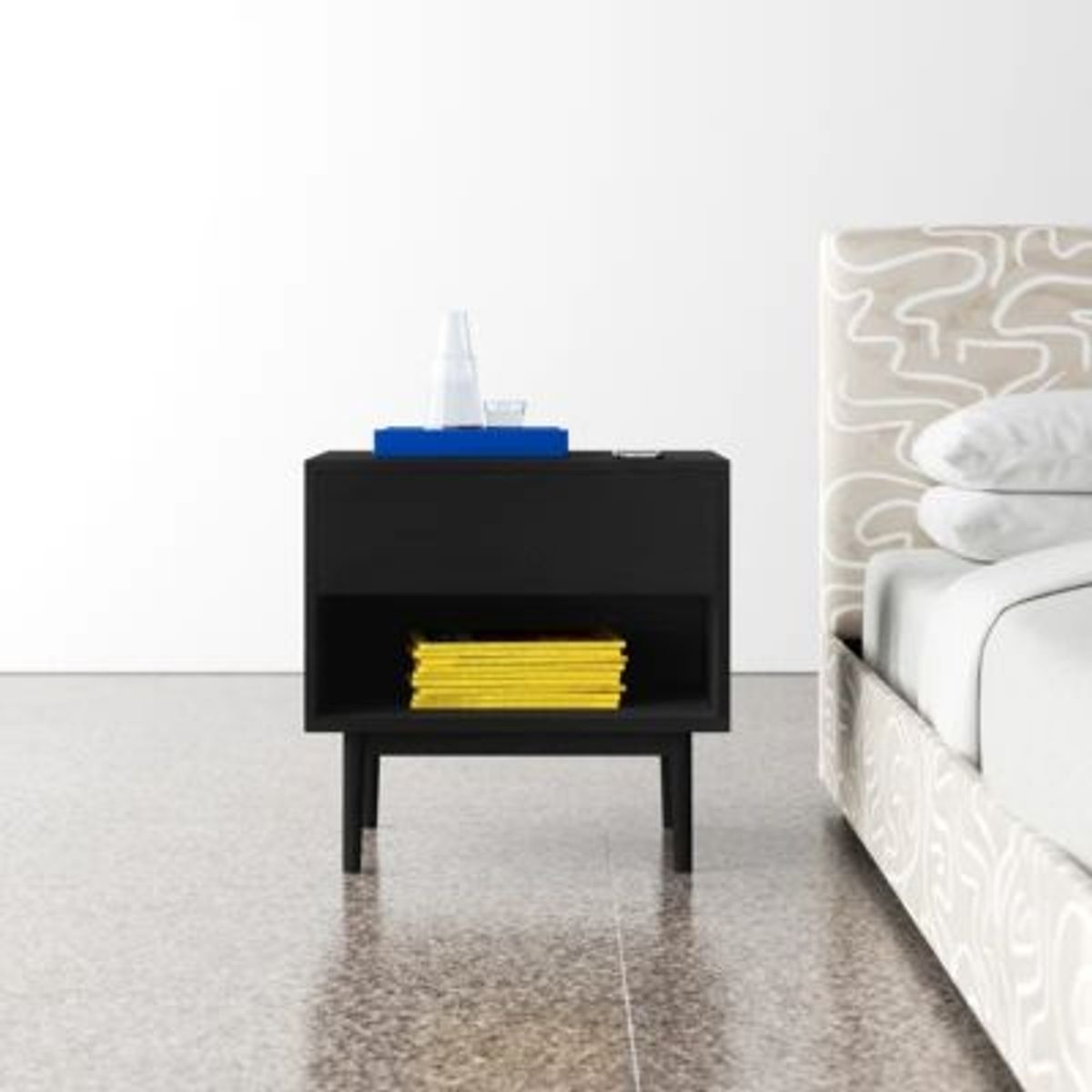 GENERICO - Velador Mesa de Noche Merly Negro R&R MUEBLES