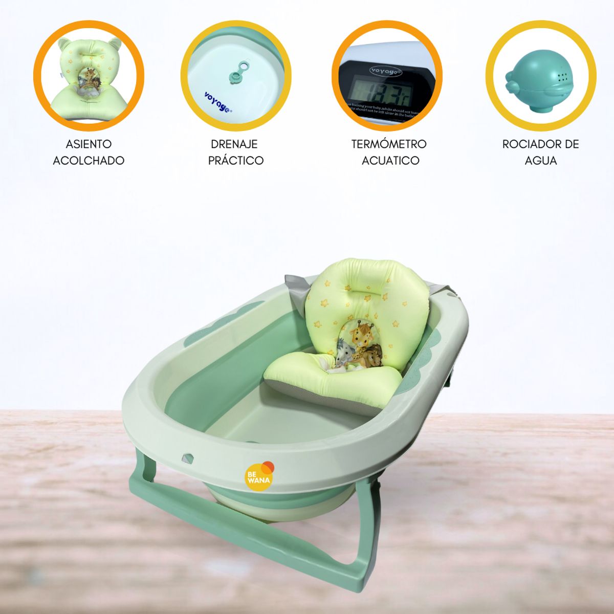 VOYAGE - Bañera Plegable con Termómetro «AQUATIC» Green