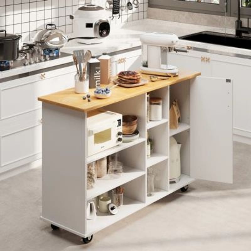 GENERICO - Isla de Cocina con Ruedas Vania Blanco 1 Puerta R&R MUEBLES