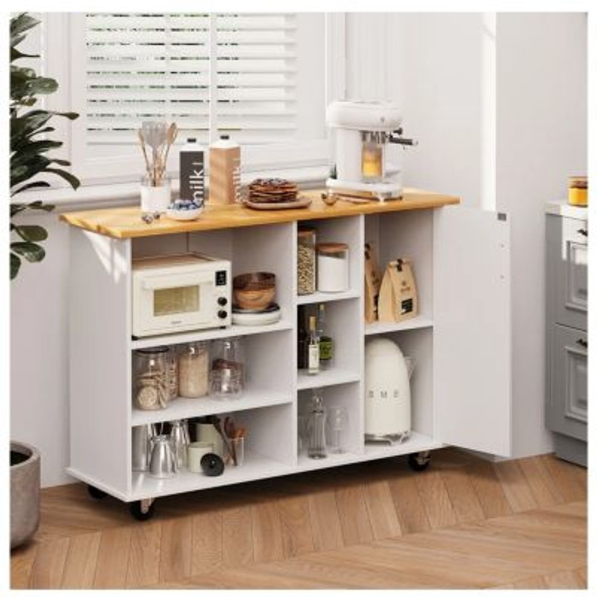 GENERICO - Isla de Cocina con Ruedas Vania Blanco 1 Puerta R&R MUEBLES