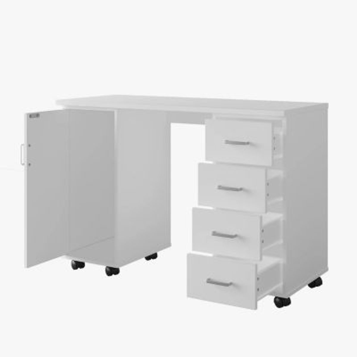 GENERICO - Escritorio con Ruedas Merlin Blanco R&R MUEBLES