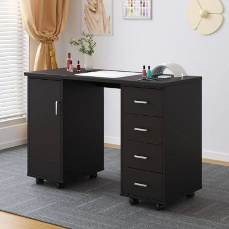 GENERICO - Escritorio con Ruedas Merlin Negro R&R MUEBLES