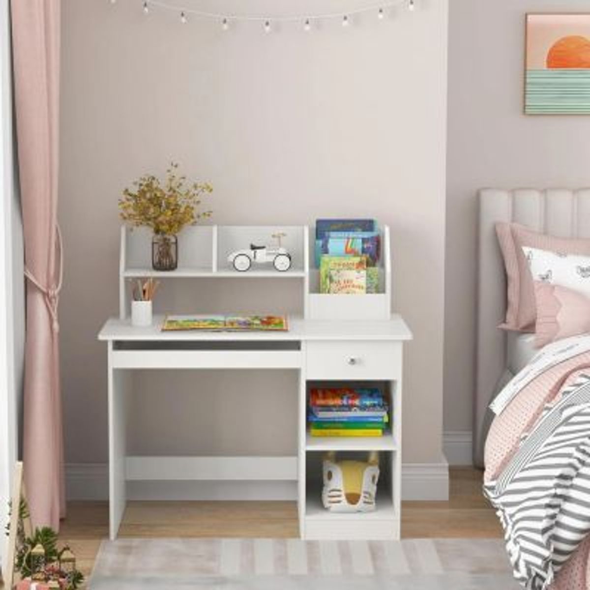 GENERICO - Escritorio Moderno con Estantes Shahi Blanco R&R MUEBLES