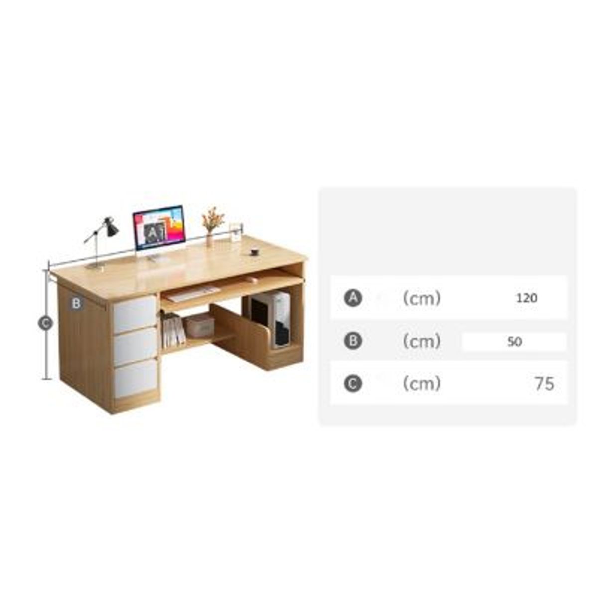 GENERICO - Escritorio Moderno Gin 3 Cajones R&R MUEBLES