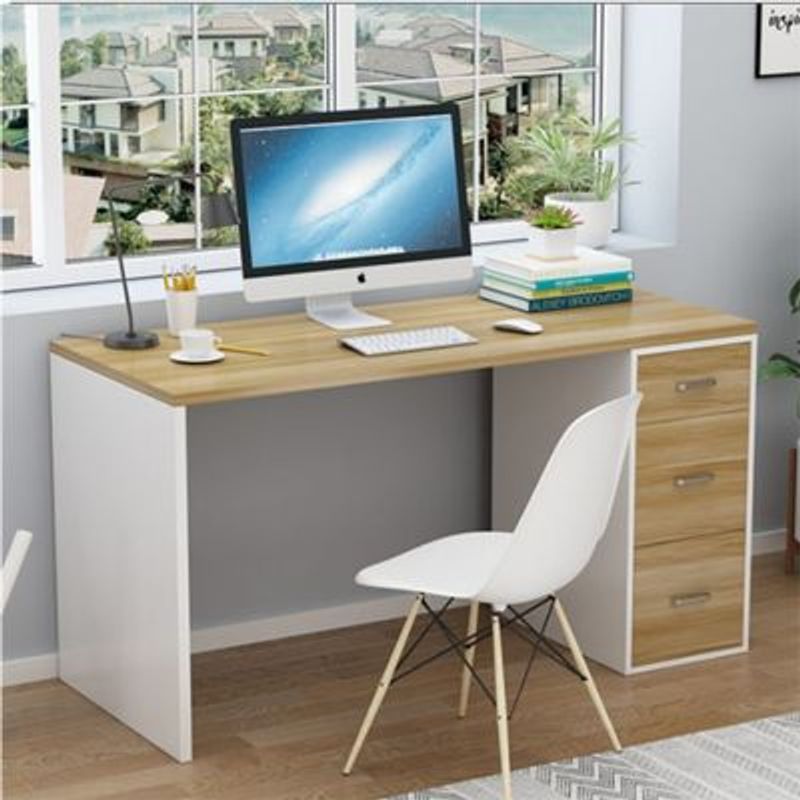 GENERICO - Escritorio Moderno Gary Marrón Claro - Blanco 3 Cajones R&R MUEBLES