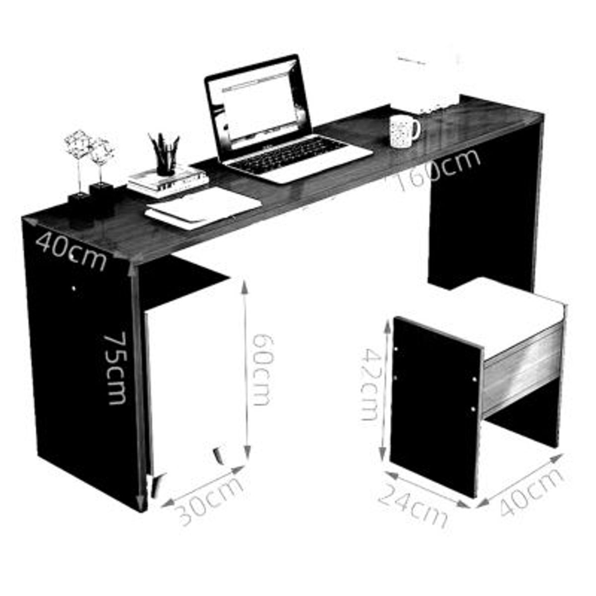 GENERICO - Escritorio Moderno con Banqueta June Negro R&R MUEBLES