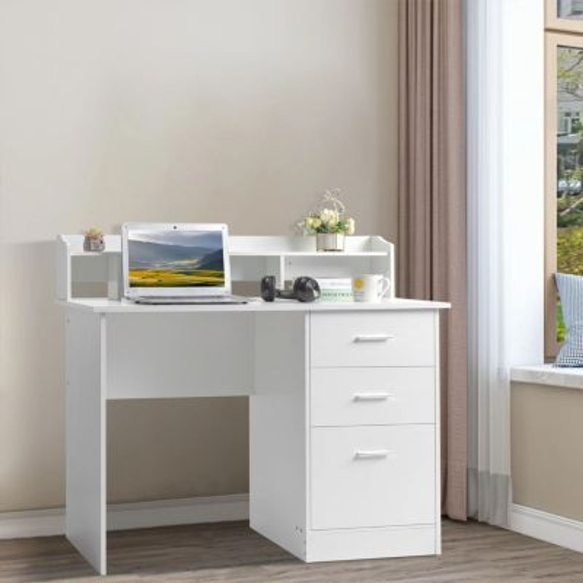 GENERICO - Escritorio Moderno Organizador Adams 3 Cajones Blanco R&R MUEBLES