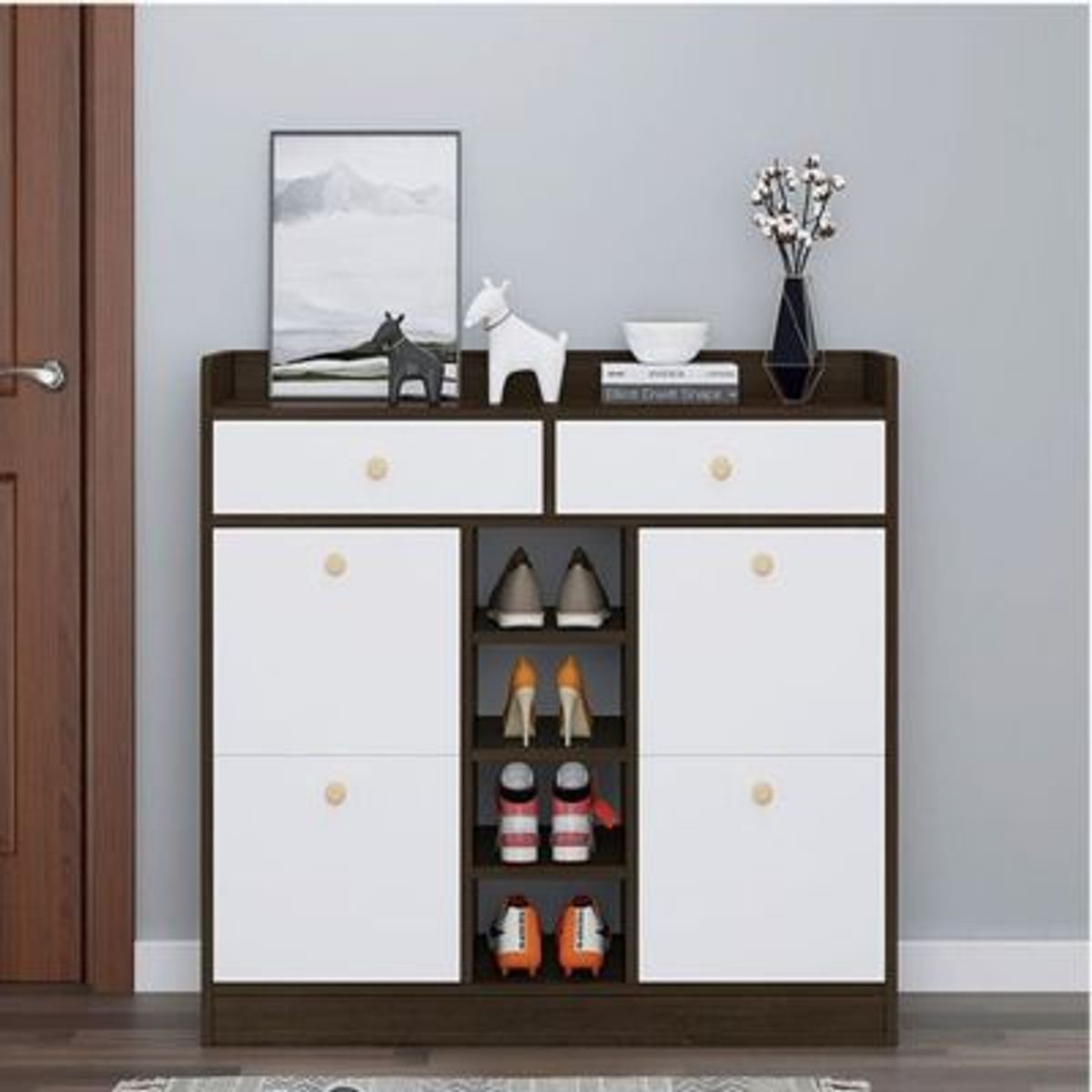 GENERICO - Zapatera Moderna Malú Marrón Alto 100cm R&R MUEBLES