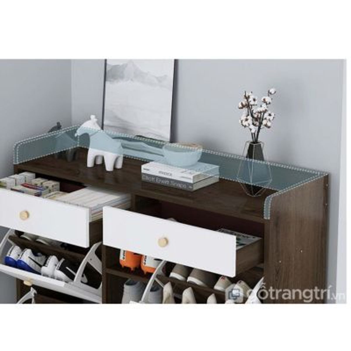 GENERICO - Zapatera Moderna Malú Marrón Alto 100cm R&R MUEBLES