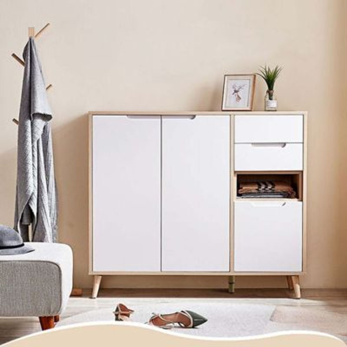 GENERICO - Zapatera Moderna Eliza Marrón Claro R&R MUEBLES