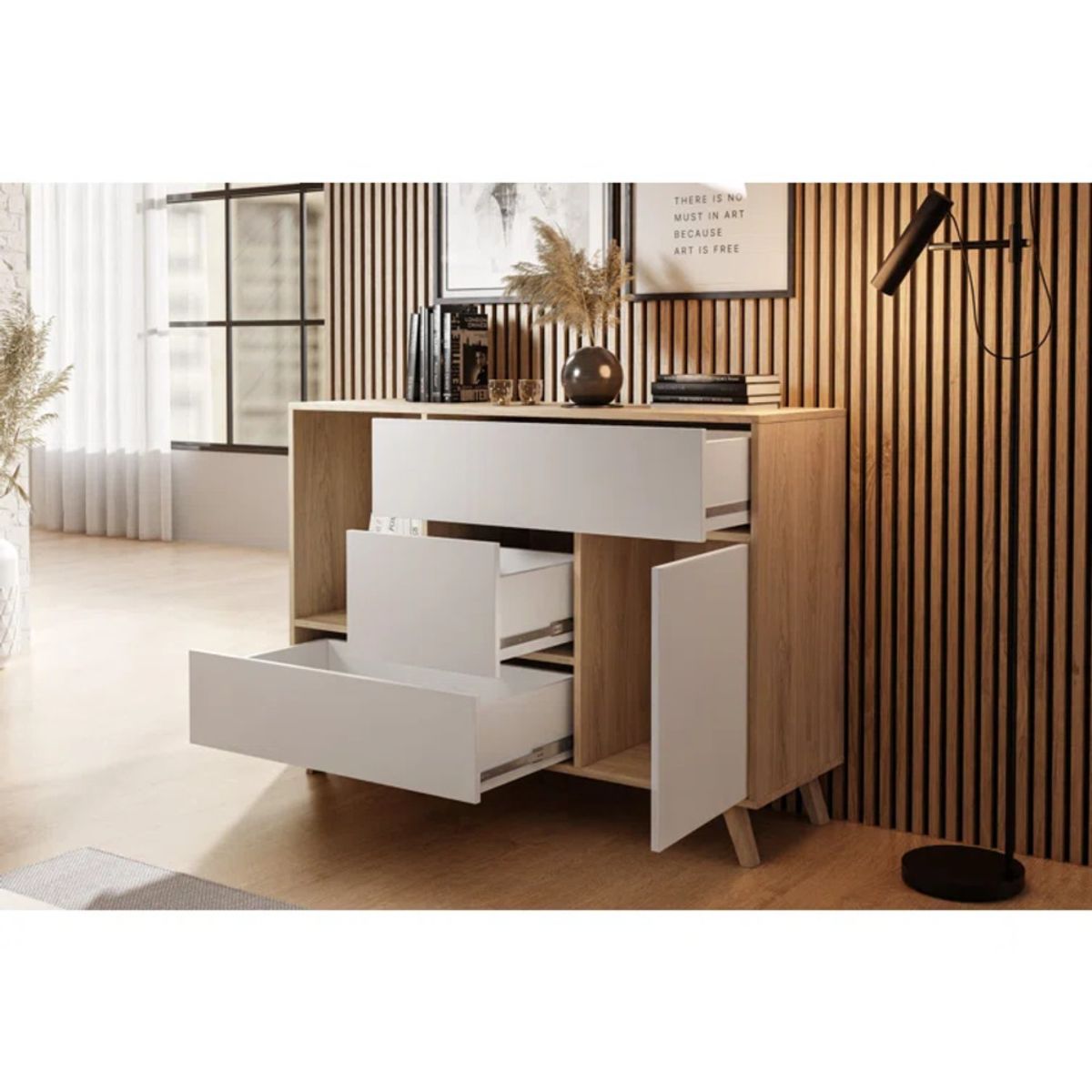 GENERICO - Comoda Moderna Aura Marron y Blanco R&R MUEBLES