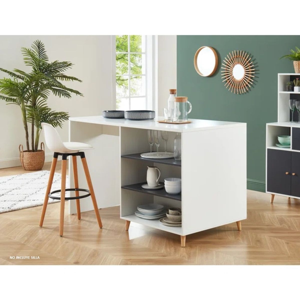 GENERICO - Isla Comedor Moderno Komekko Blanco y Negro R&R MUEBLES