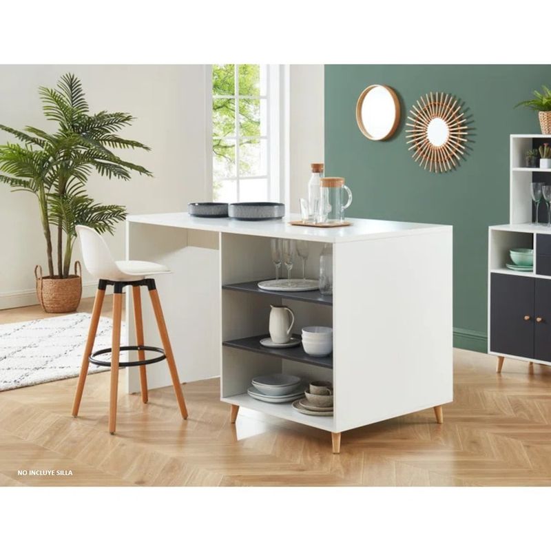 GENERICO - Isla Comedor Moderno Komekko Blanco y Negro R&R MUEBLES