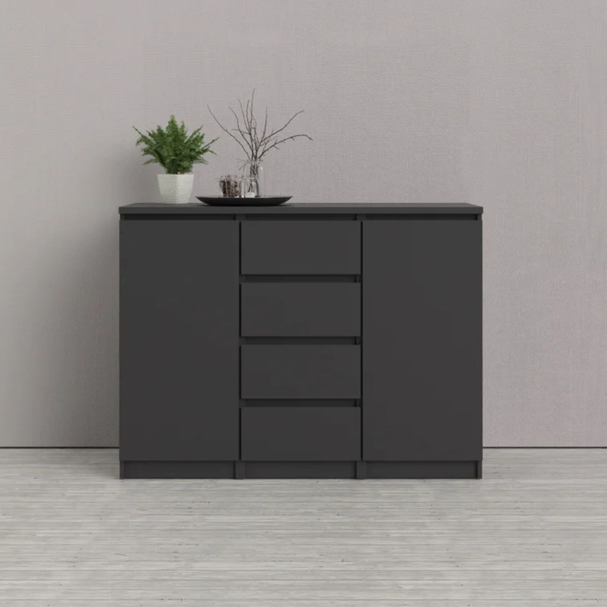 R&R MUEBLES - Aparador Moderno Balirossa Negro R&R MUEBLES