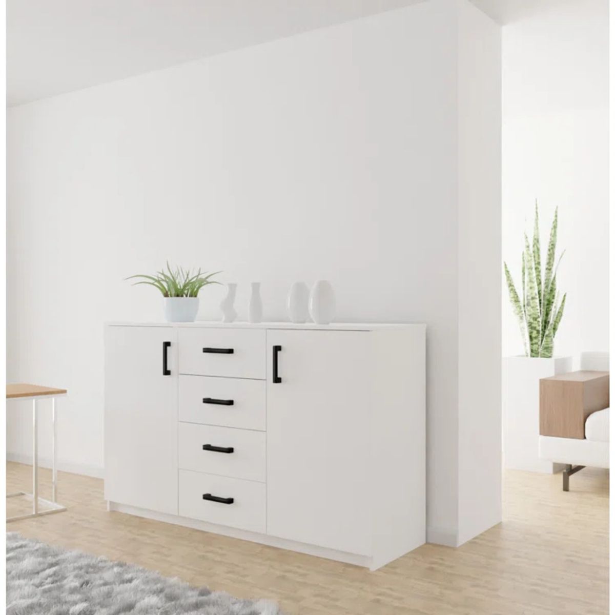 R&R MUEBLES - Aparador Moderno Blossom Blanco R&R MUEBLES