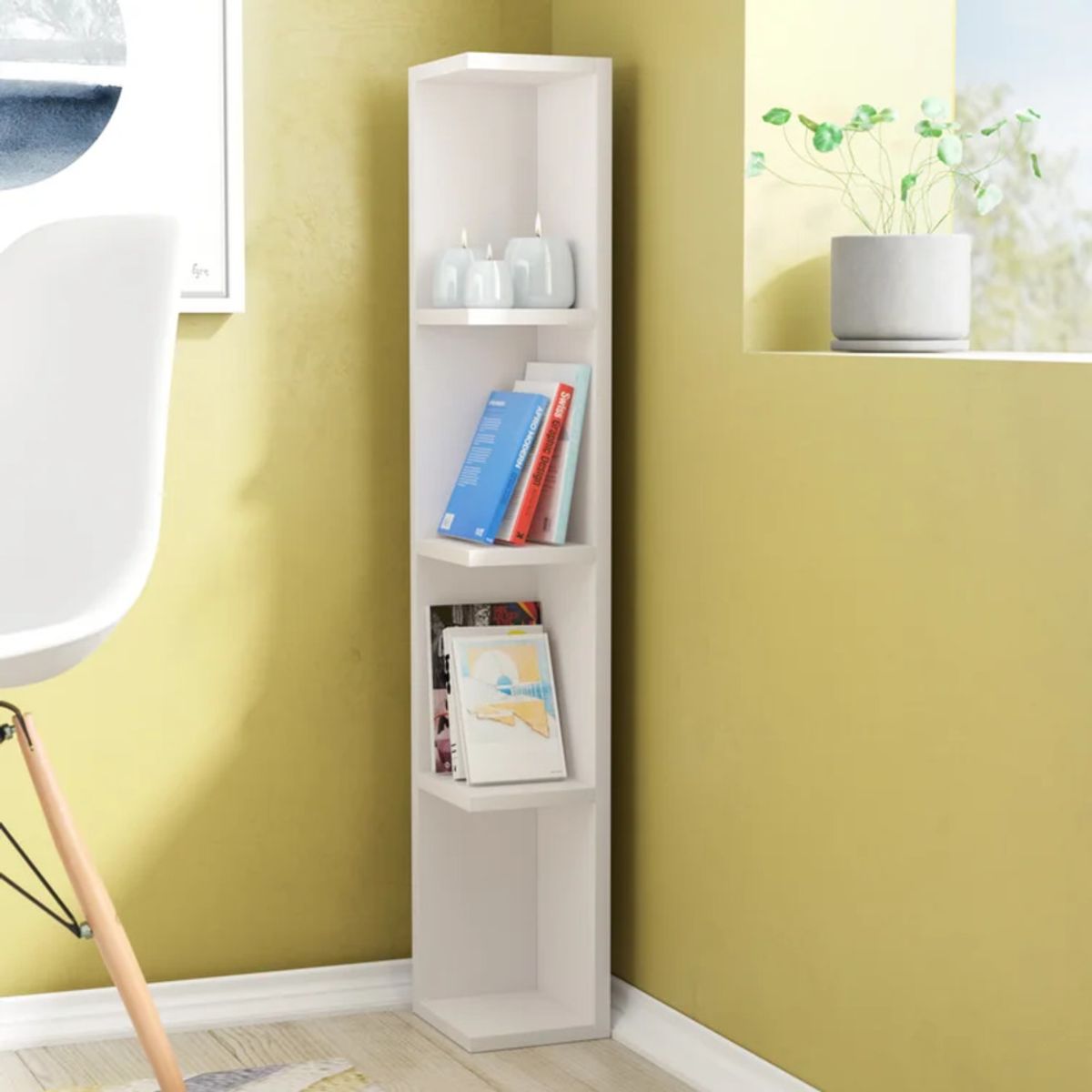 GENERICO - Estante Esquinero Moderno Hishikawa Blanco R&R MUEBLES