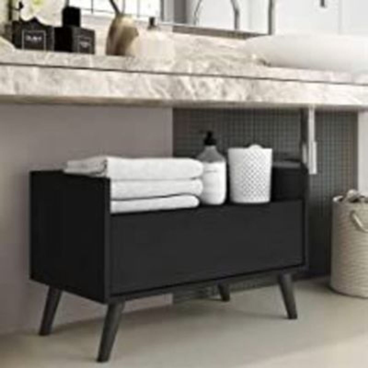 GENERICO - Mueble Organizador de Baño Moderno New York Negro RR MUEBLES