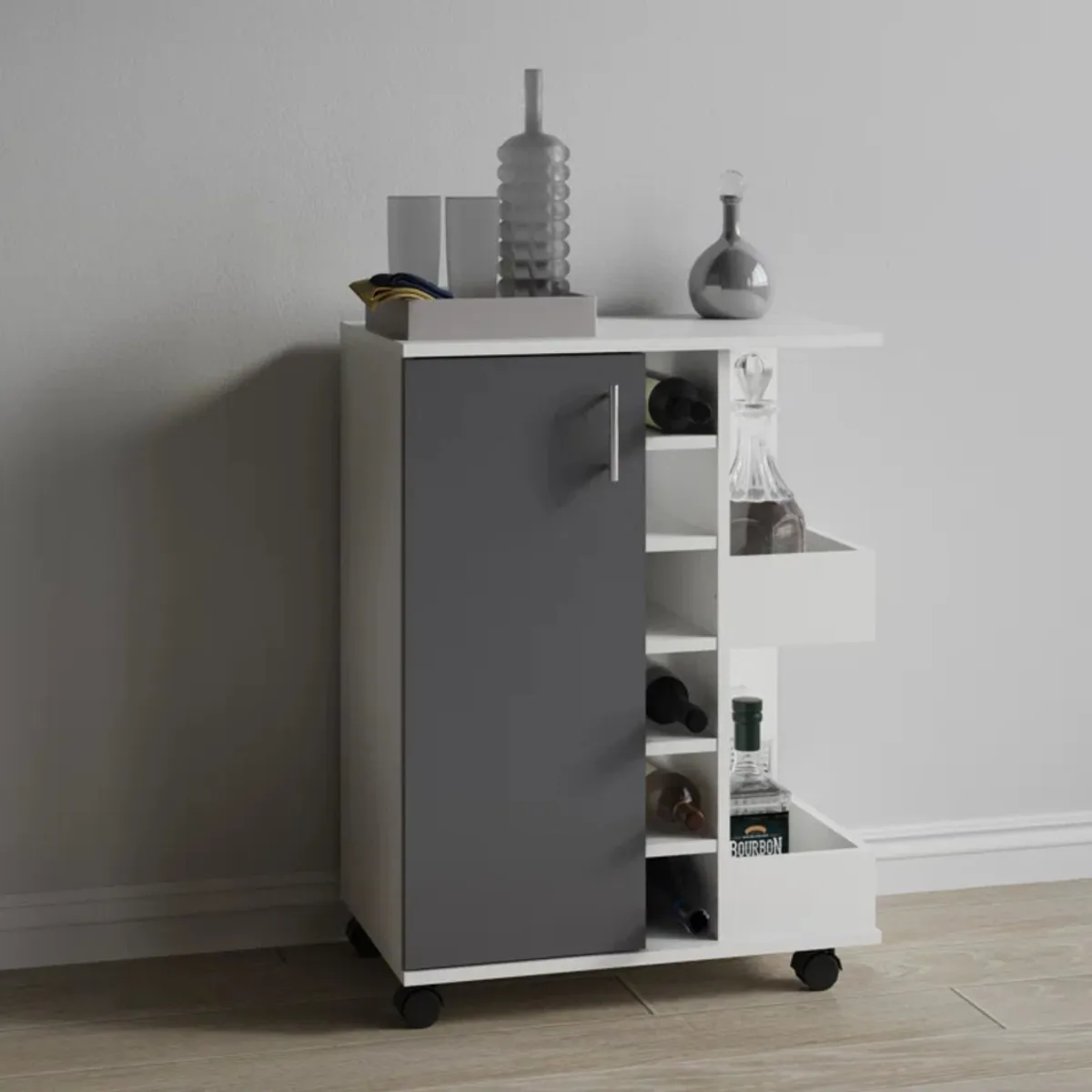 R&R MUEBLES - Mueble de Cocina Moderno Kuse Blanco y Negro R&R MUEBLES