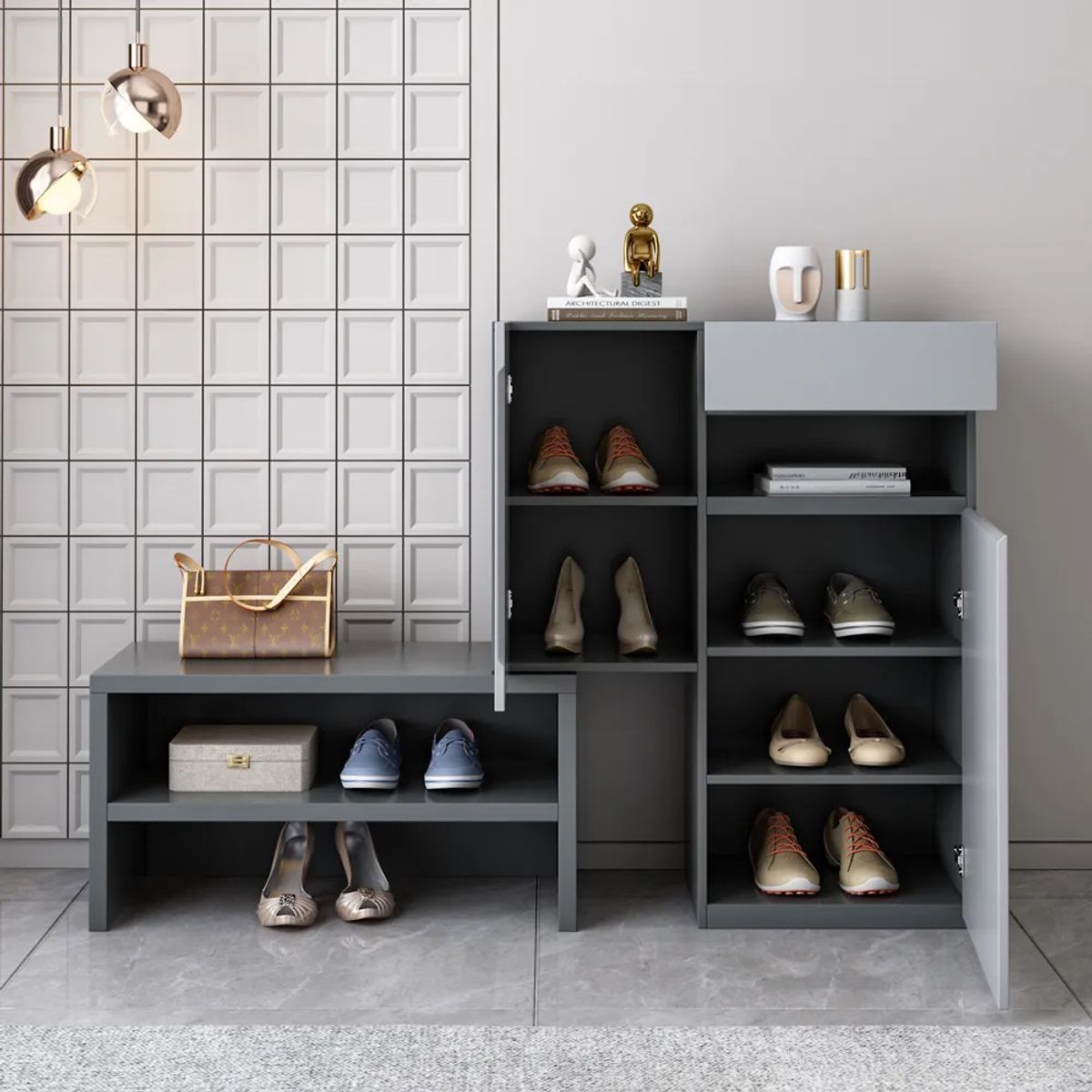 GENERICO - Zapatera Moderna Takao Gris R&R MUEBLES