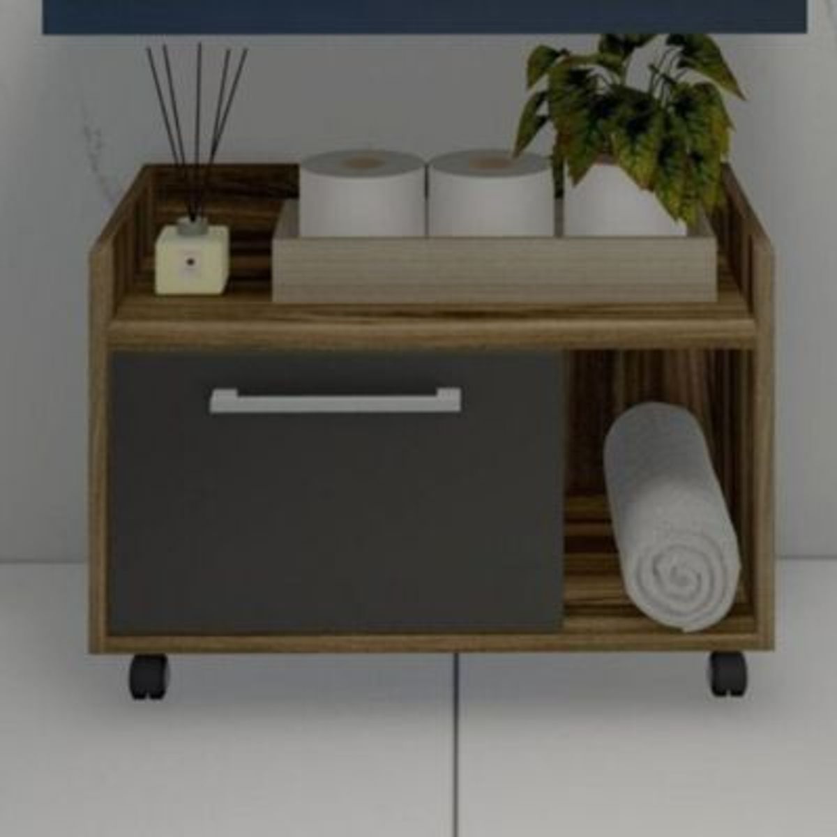 GENERICO - Mueble Organizador de Baño Moderno Arkansas con Ruedas RR MUEBLES