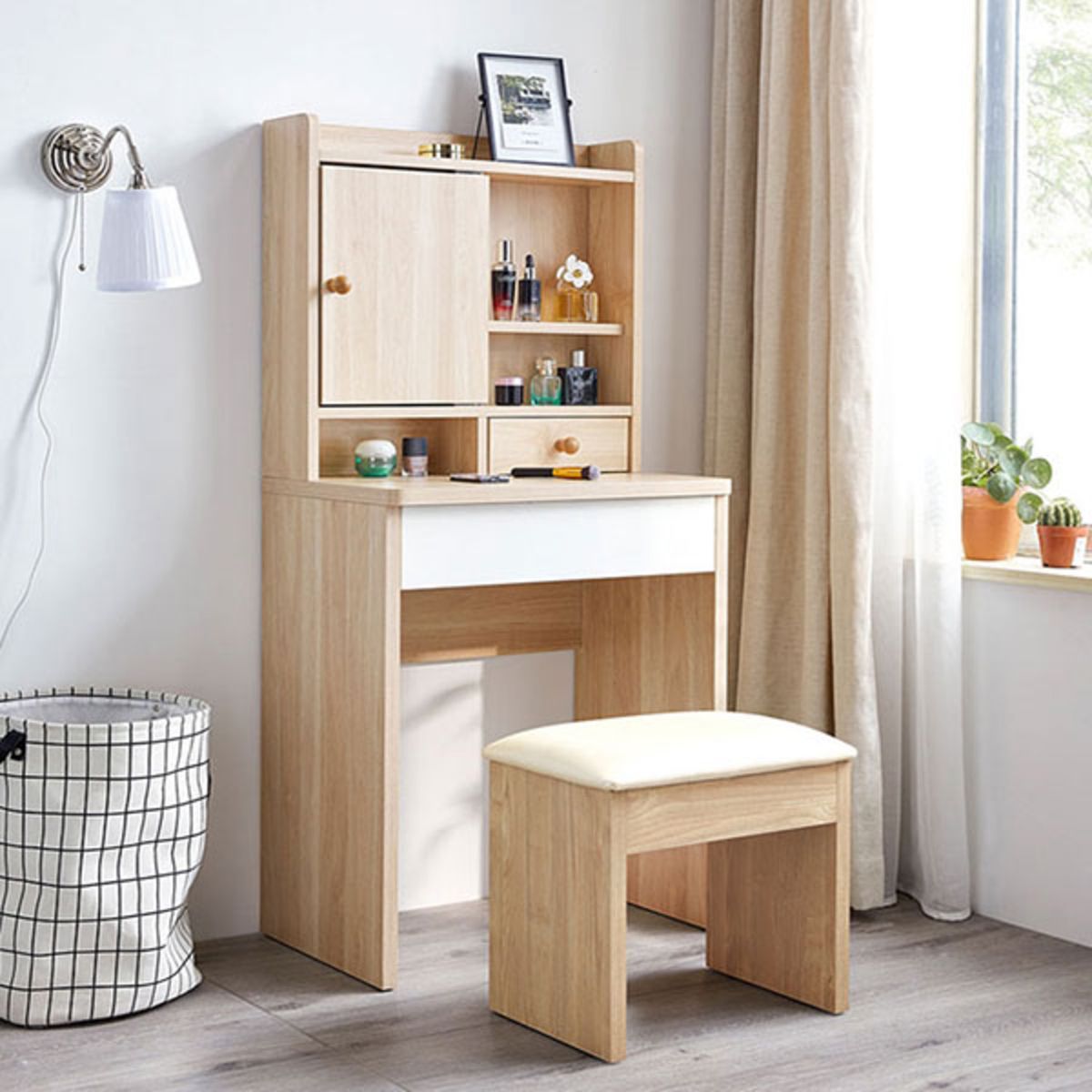 GENERICO - Tocador con Banqueta Moderno Averill Marrón Claro R&R MUEBLES