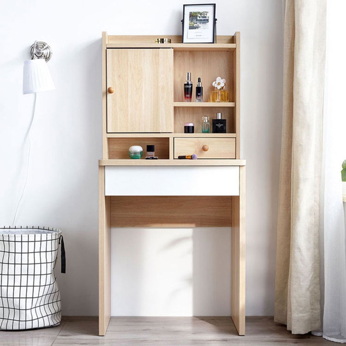 GENERICO - Tocador con Banqueta Moderno Averill Marrón Claro R&R MUEBLES