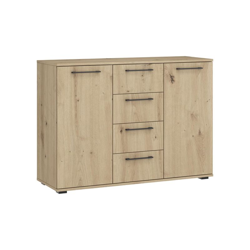 GENERICO - Cómoda Moderna 4 Cajones 2 Puertas Fiori Marrón Claro R&R MUEBLES