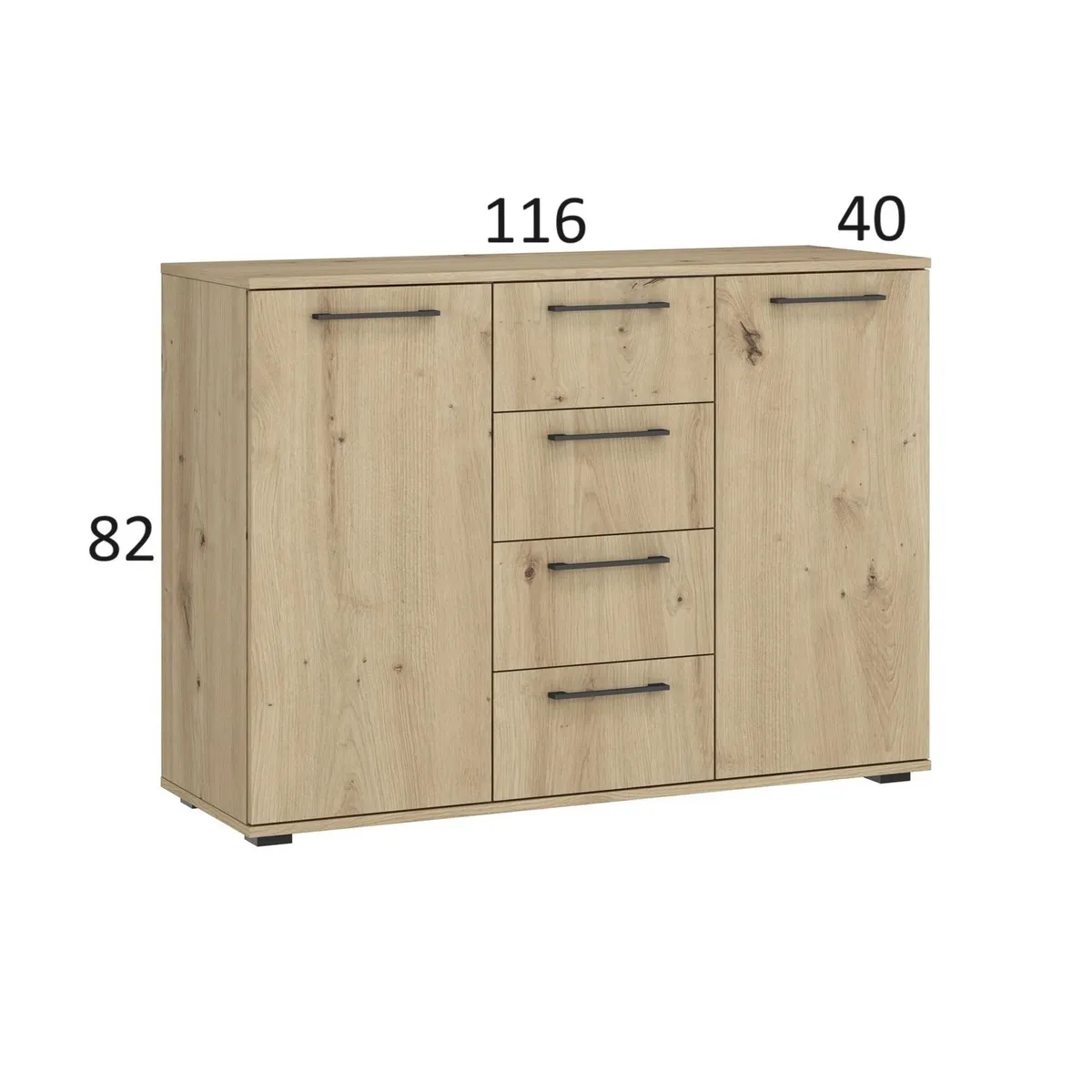 GENERICO - Cómoda Moderna 4 Cajones 2 Puertas Fiori Marrón Claro R&R MUEBLES