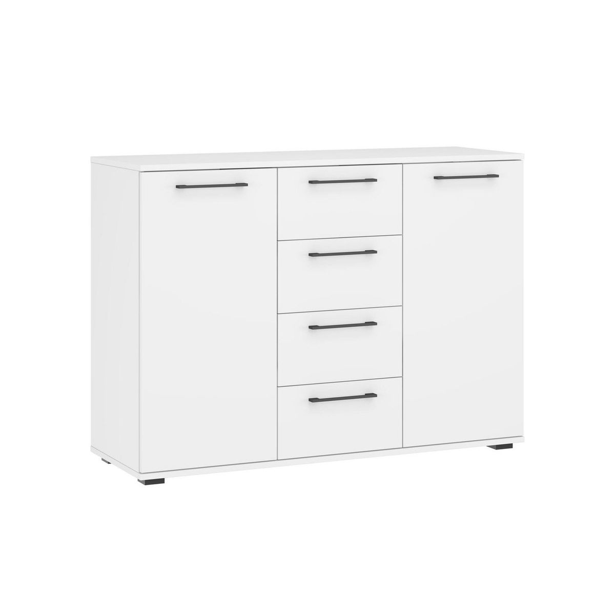 GENERICO - Cómoda Moderna 4 Cajones 2 Puertas Fiori Blanco R&R MUEBLES